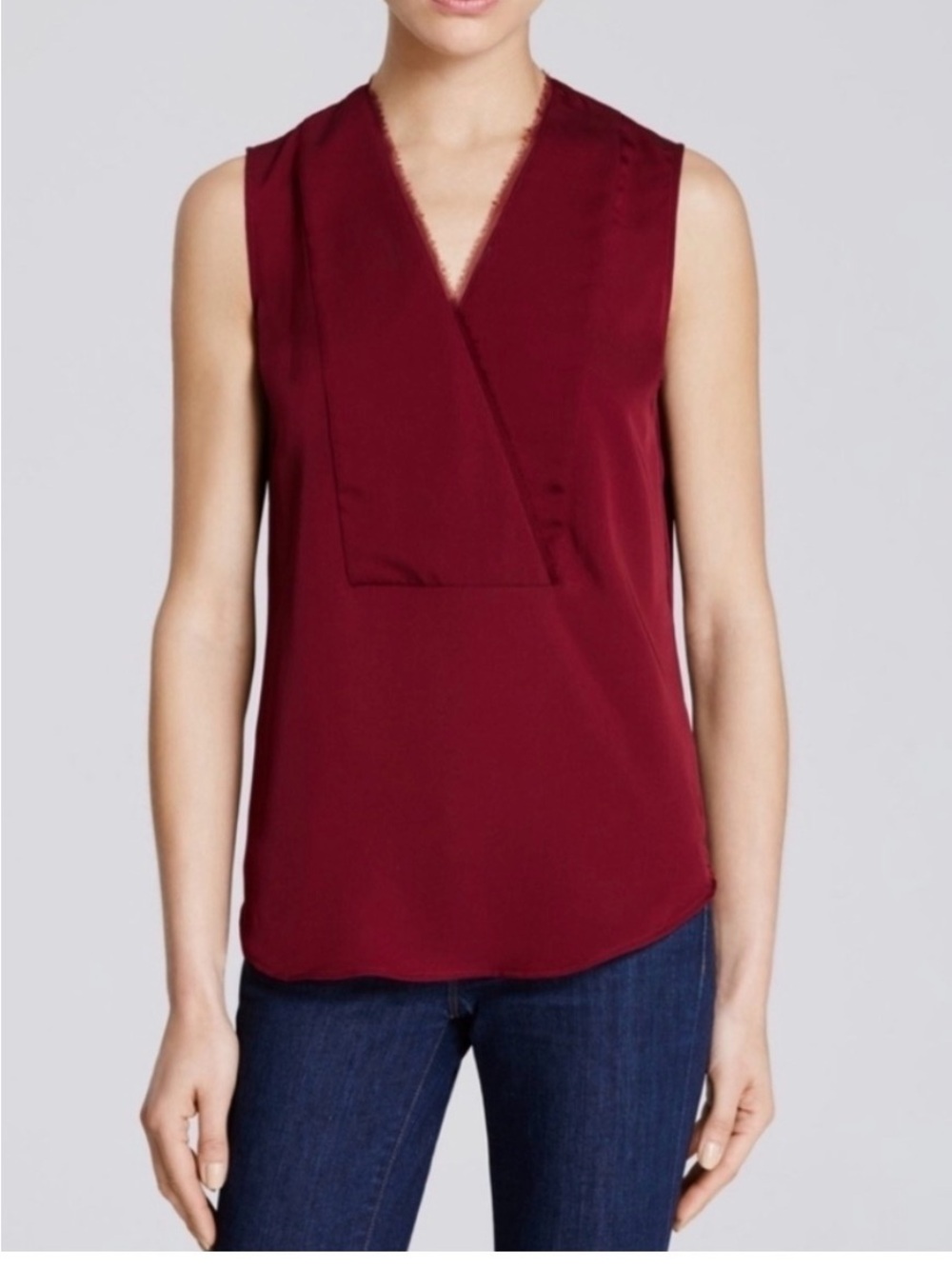 Theory Sleeveless V-Neck Camisole in Burgundy